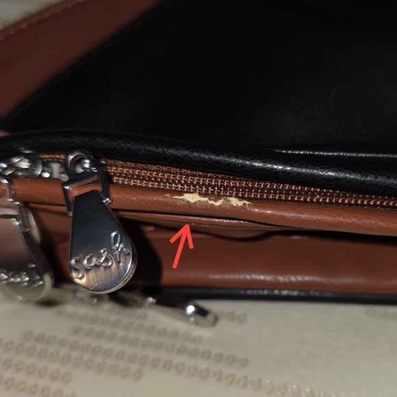 Sash Bag Reversible Black Cognac Brown Vegan Leather Ergonomic Crossbody Bag - Picture 9 of 9